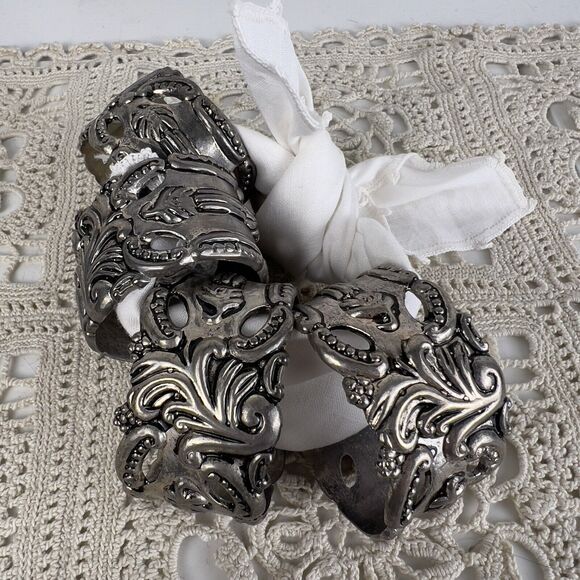 Godinger Silver Art Co Baroque Rococo LTD Set Of 4 Napkin Rings GSA Holders - Picture 9 of 11